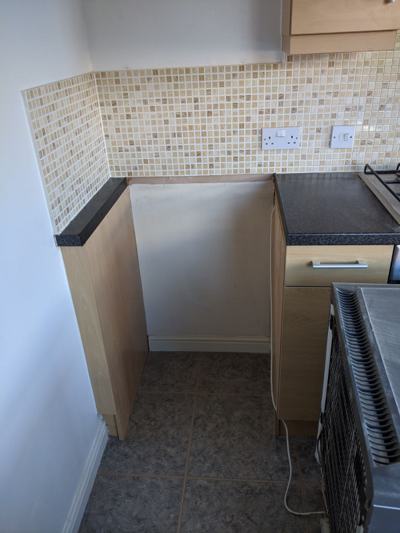 Kitchen end panel and worktop