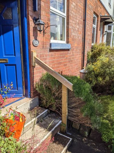 Handrail fitted at front door steps